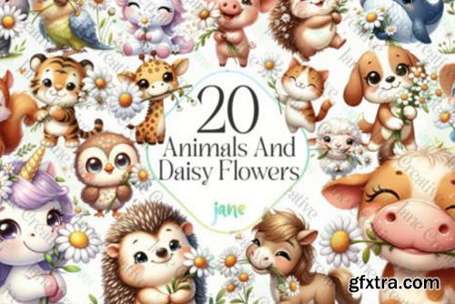 Cute Animals & Daisy Flowers Sublimation