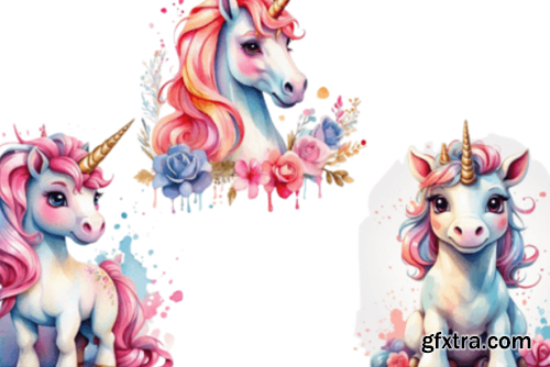 Unicorn and Flowers 3D Clipart