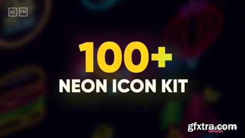 Videohive 100 Neon Icon Set 38535349