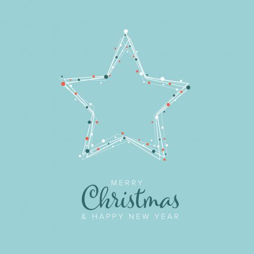 Merry Christmas Card with Star and Snowflakes - 395090382