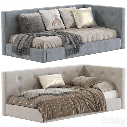 Cushy Upholstered Platform Corner Bed 2