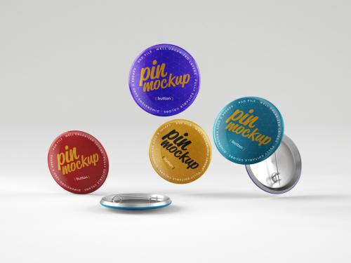 Glossy Button Pin Mockups - 395113148