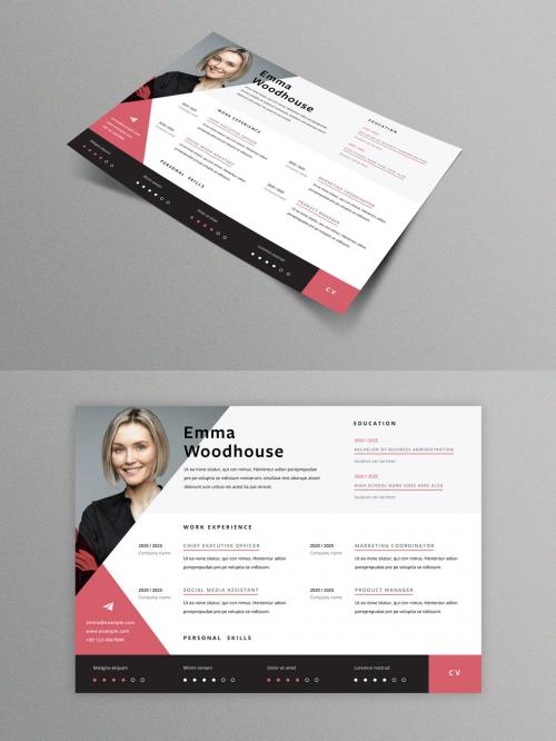 Horizontal Resume Layout with Triangle Elements - 395125436