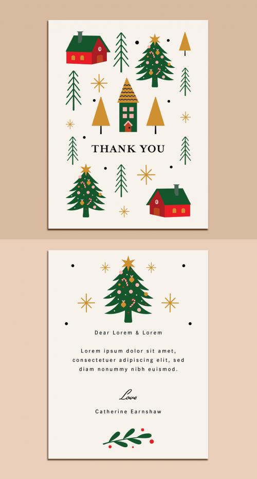 Christmas thank You Card Layout - 395354058