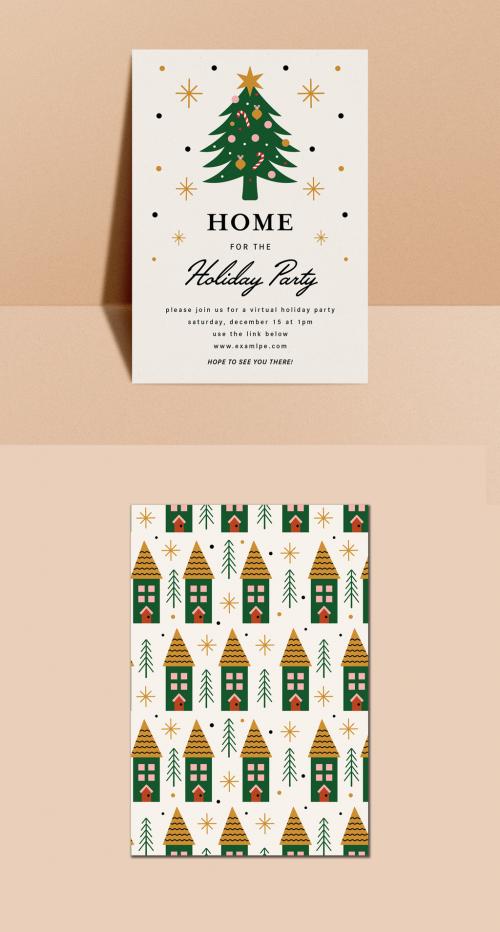 Virtual Holiday Party Layout Invitation with Christmas Tree - 395354096