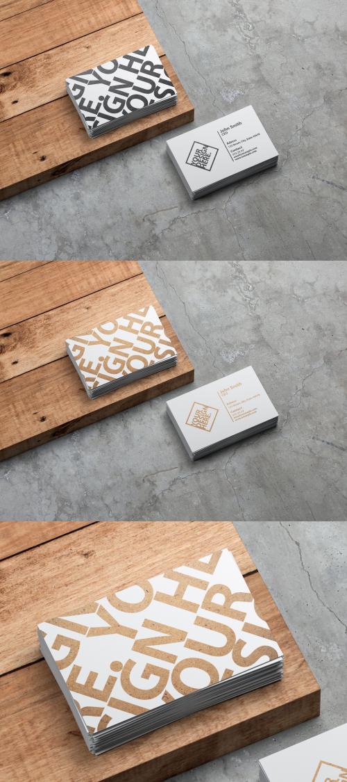 Two Stacks of White Business Cards Mockup - 395360857