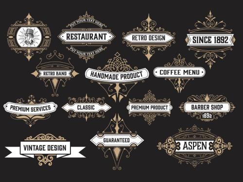 Set of 14 Vintage Logos and Badges  - 395361772