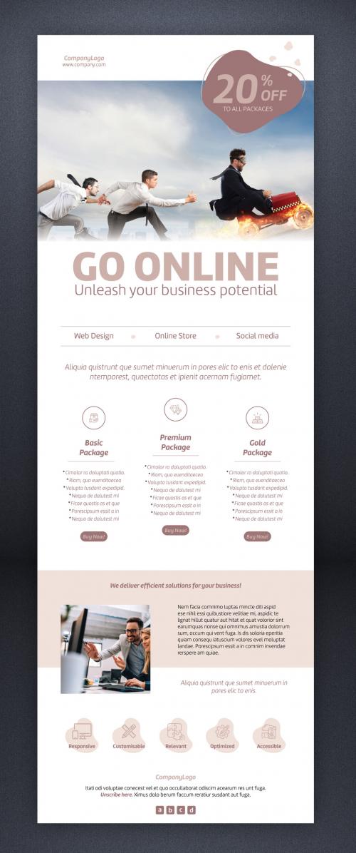 Online Web Agency Email Newsletter with Brown Accents - 395367794