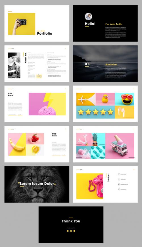 Minimal Yellow and Black Digital Portfolio Layout - 395377489