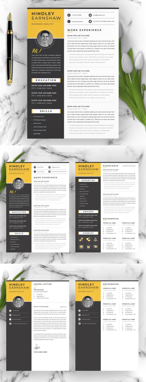 Creative Resume Layout with Photo - 395401023