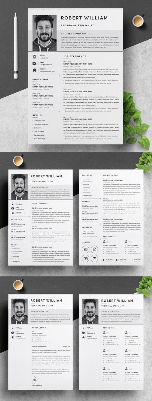 Modern Resume Layout with Photo - 395401095