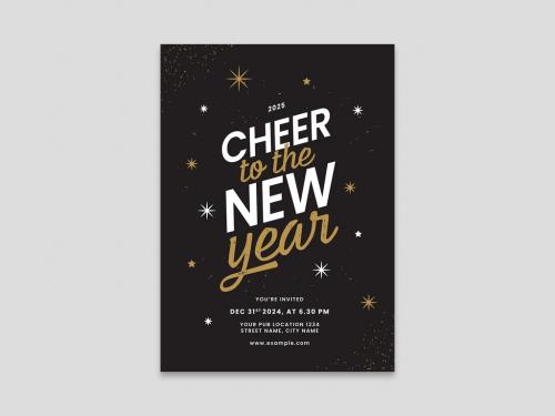 New Year's Eve Flyer with Typographic Layout - 395423108