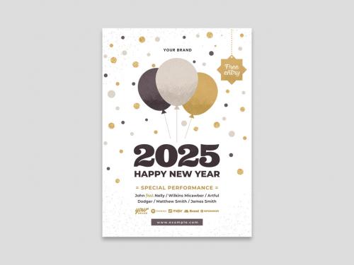 Simple New Year Party Flyer Invite with Minimalist Style - 395423114