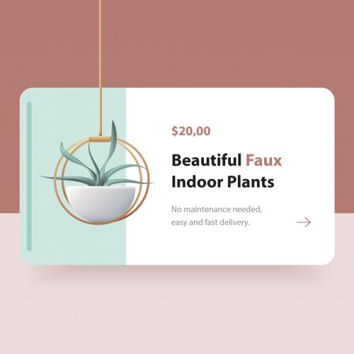 User Interface Card Template with Plant Illustration - 395813253