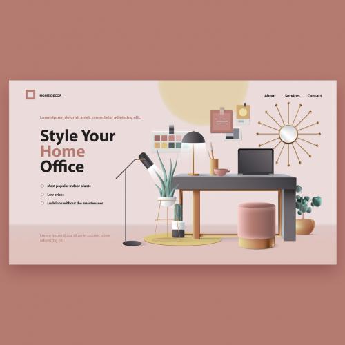 Home Office Decor Website Landing Page Template - 395813296