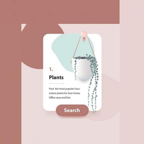 Modern User Interface Card Template with Hanging Plant - 395813326