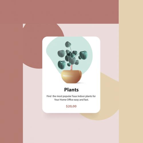 User Interface Card Template with Plant Illustration - 395813366