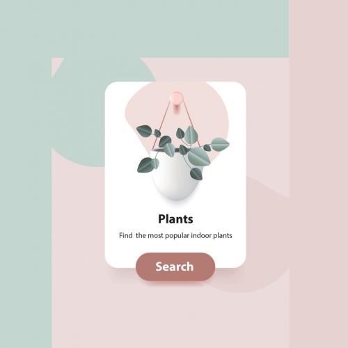 Website User Interface Card Template with Hanging Plant - 395813420