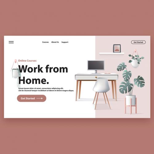 Website Header with Home Office Setting - 395813441