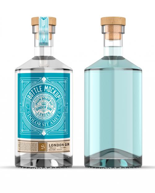 Clear Glass Gin Bottle Mockup - 396395890