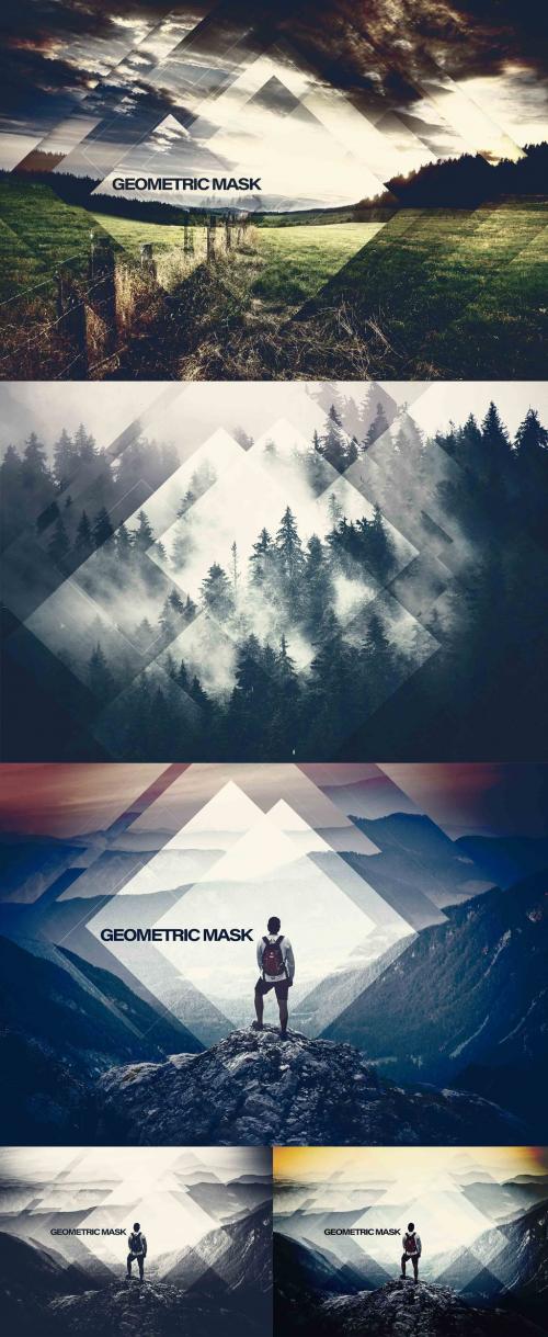 Geometric Square Shape Photo Effect Mockup - 396398912