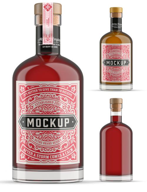 Glass Gin Bottle Mockup - 396405295