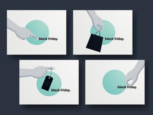 Black Friday Banner with Illustrations of Hands - 396423132