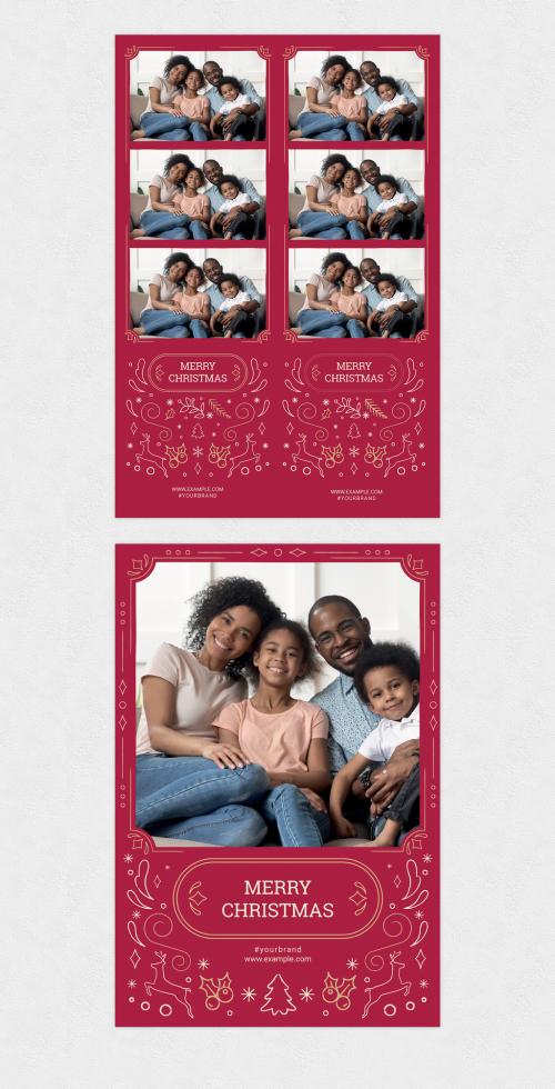 Christmas Photo Booth Layout with Ornate Illustrations - 396609435