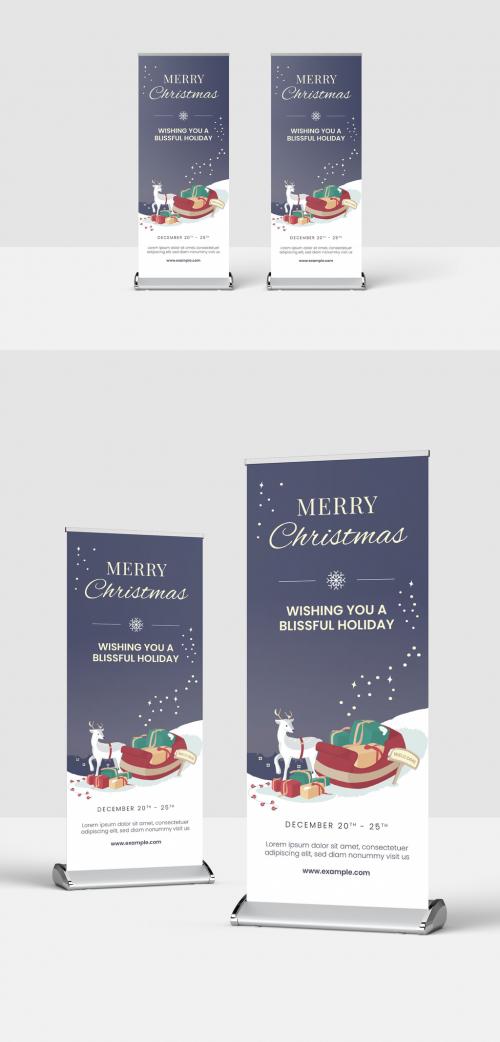 Christmas Roll Up Banner Layout with Festive Scene - 396611130