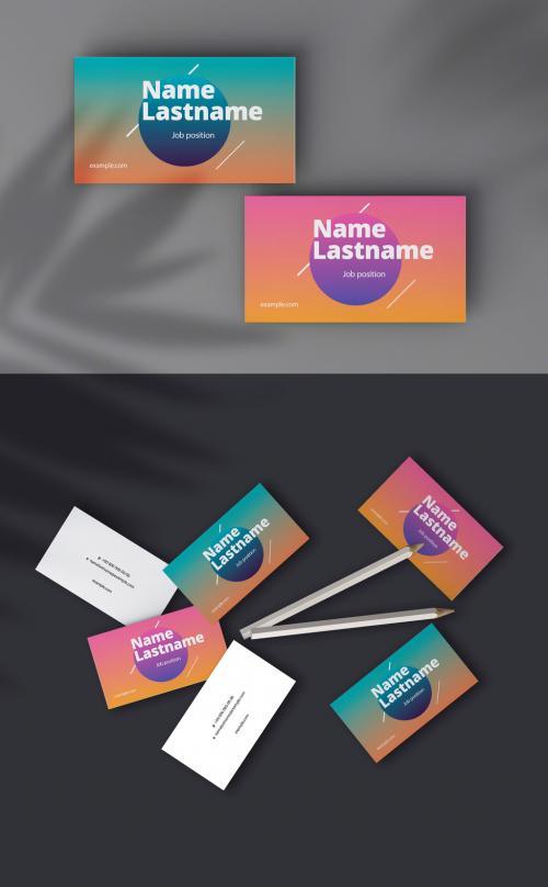 Vivid Gradient Business Card Layout - 396615955