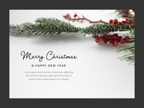 Card Layout with Decorated Christmas Branch Image - 396854908