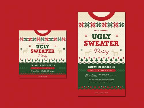 Ugly Sweater Christmas Party Social Media Post Layout - 396855532