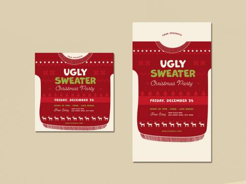 Ugly Sweater Christmas Party Social Media Post Layout - 396855551