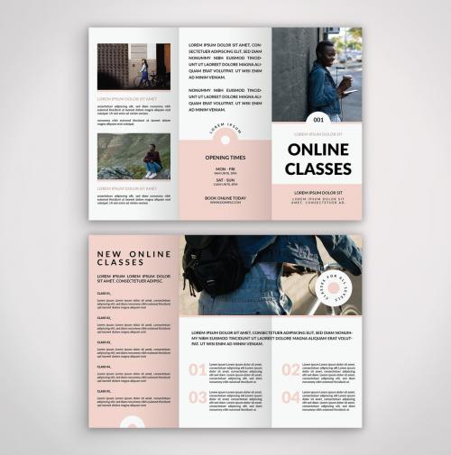 Pink and White Trifold Brochure Layout - 396864953