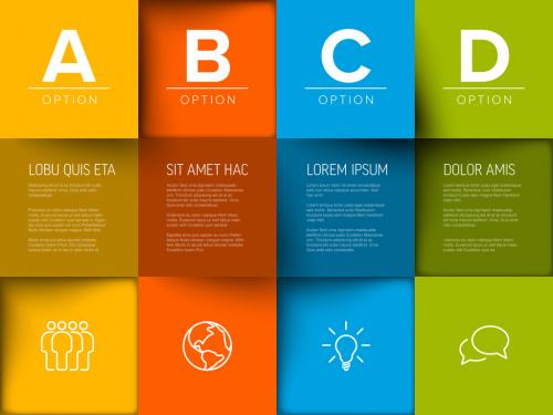 Four Letter Options Schema Layout with Icons - 396883531