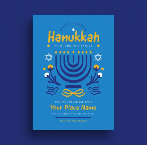 Hanukkah Event Flyer Layout - 397068978