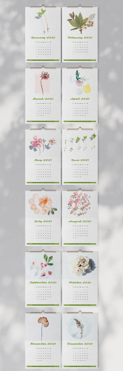 Botanical Wall Calendar 2021 Layout - 397072814