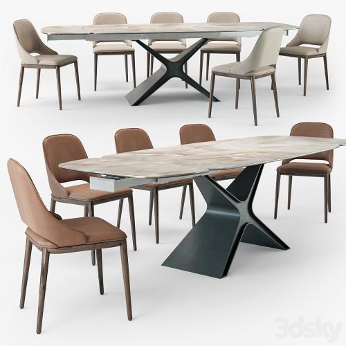 Tonin Casa Calliope table Malva chair