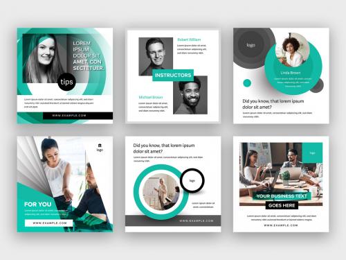 Business Social Media Post Layouts with Teal Accents - 397088464