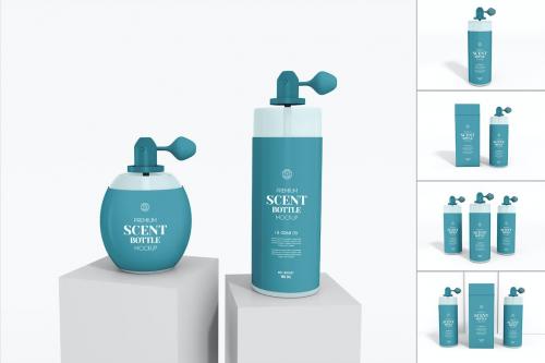 Luxury Perfume Bottle with Box Packaging Mockup Se