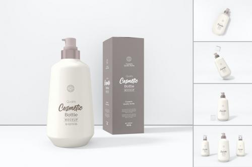 Cosmetic Cream Pump Bottle Branding Mockup Set