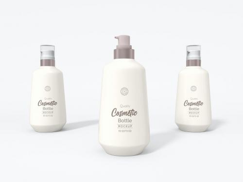 Cosmetic Cream Pump Bottle Branding Mockup Set