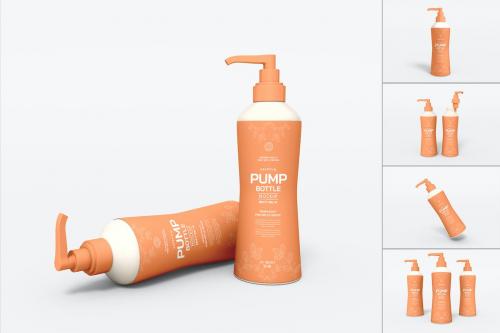 Cosmetic Pump Bottle Packaging Mockup Set