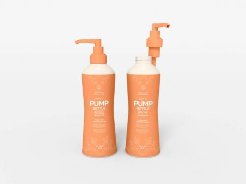 Cosmetic Pump Bottle Packaging Mockup Set