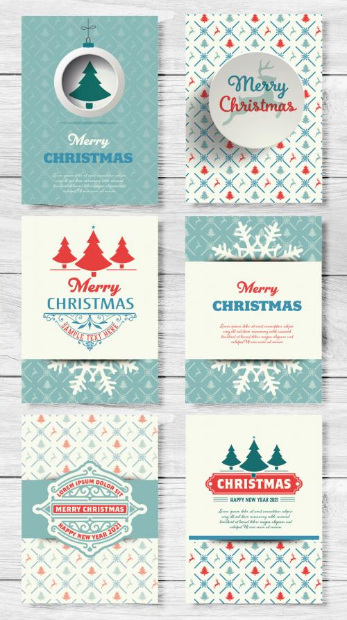 Set of Christmas Greeting Card Layouts - 397100254