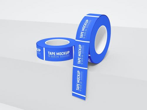 Round Adhesive Sticker Roll Branding Mockup Set