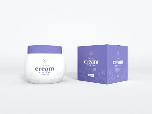 Cosmetic Cream Tube with Box Packaging Mockup Set