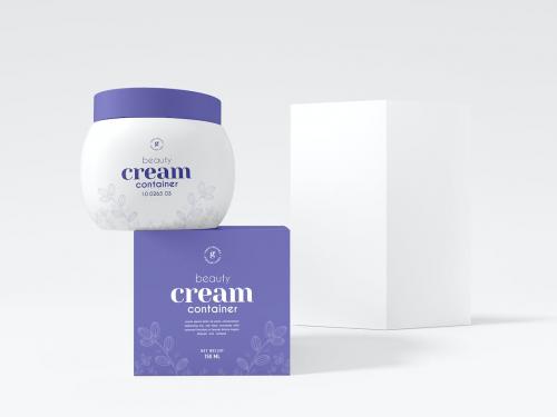 Cosmetic Cream Tube with Box Packaging Mockup Set