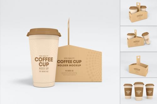 Paper Coffee Cup Holder Packaging Mockup set