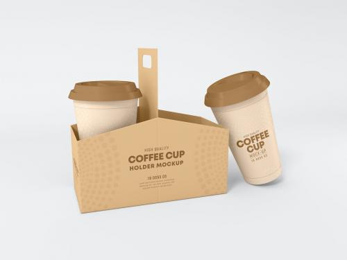 Paper Coffee Cup Holder Packaging Mockup set